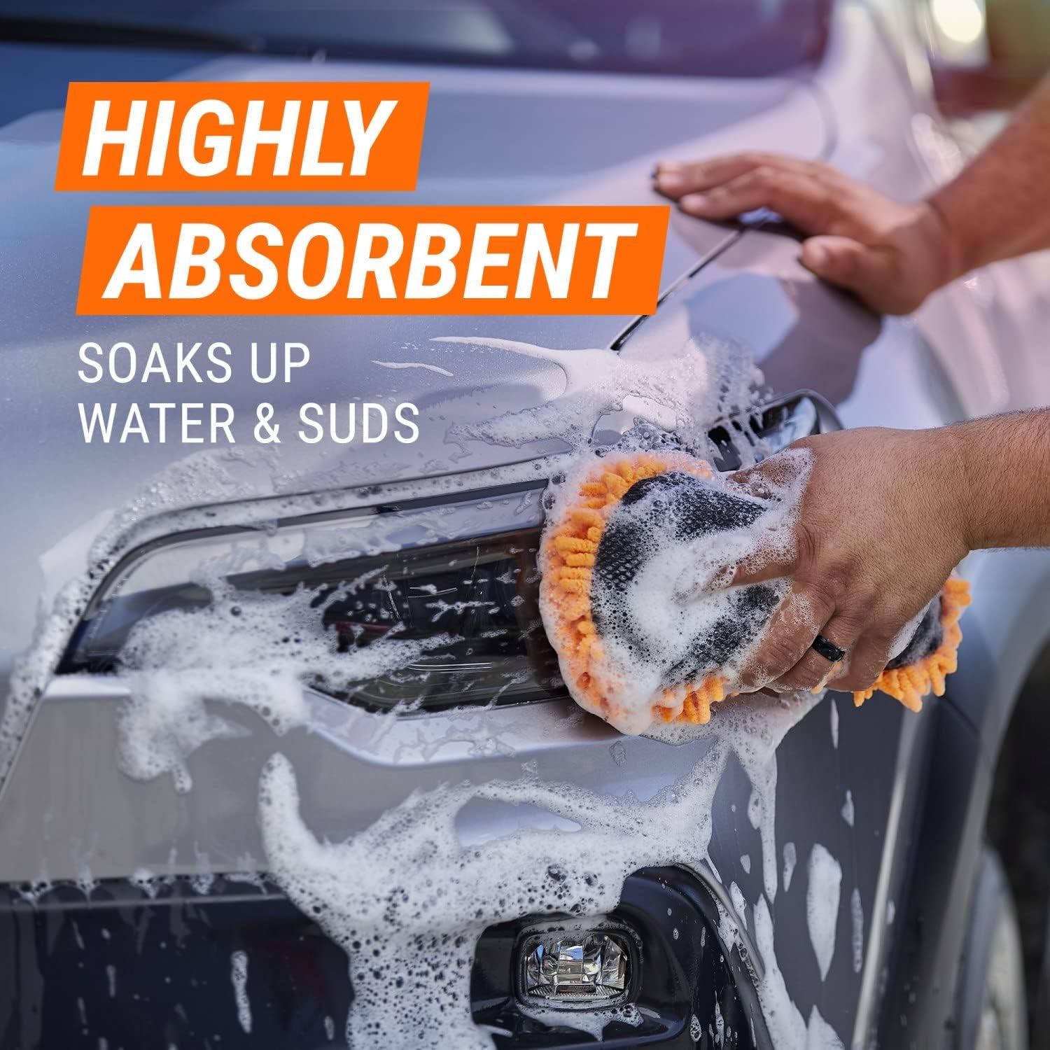 Microfiber Car Wash Mitt and Pad Set by , Machine Washable, Highly Absorbent Cleaner for Dirt and Bugs