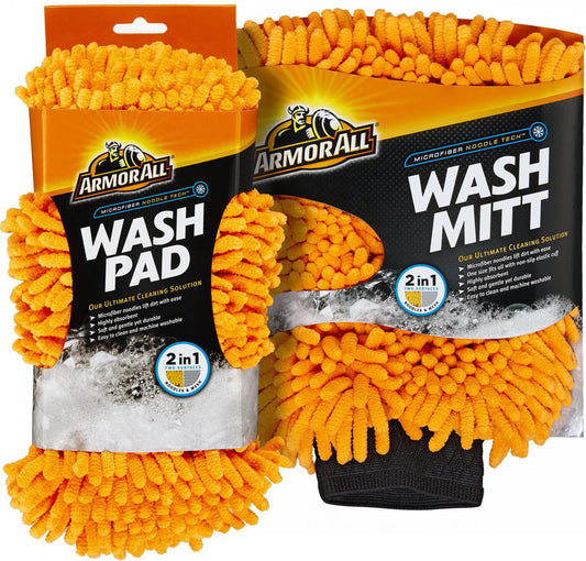 Microfiber Car Wash Mitt and Pad Set by , Machine Washable, Highly Absorbent Cleaner for Dirt and Bugs