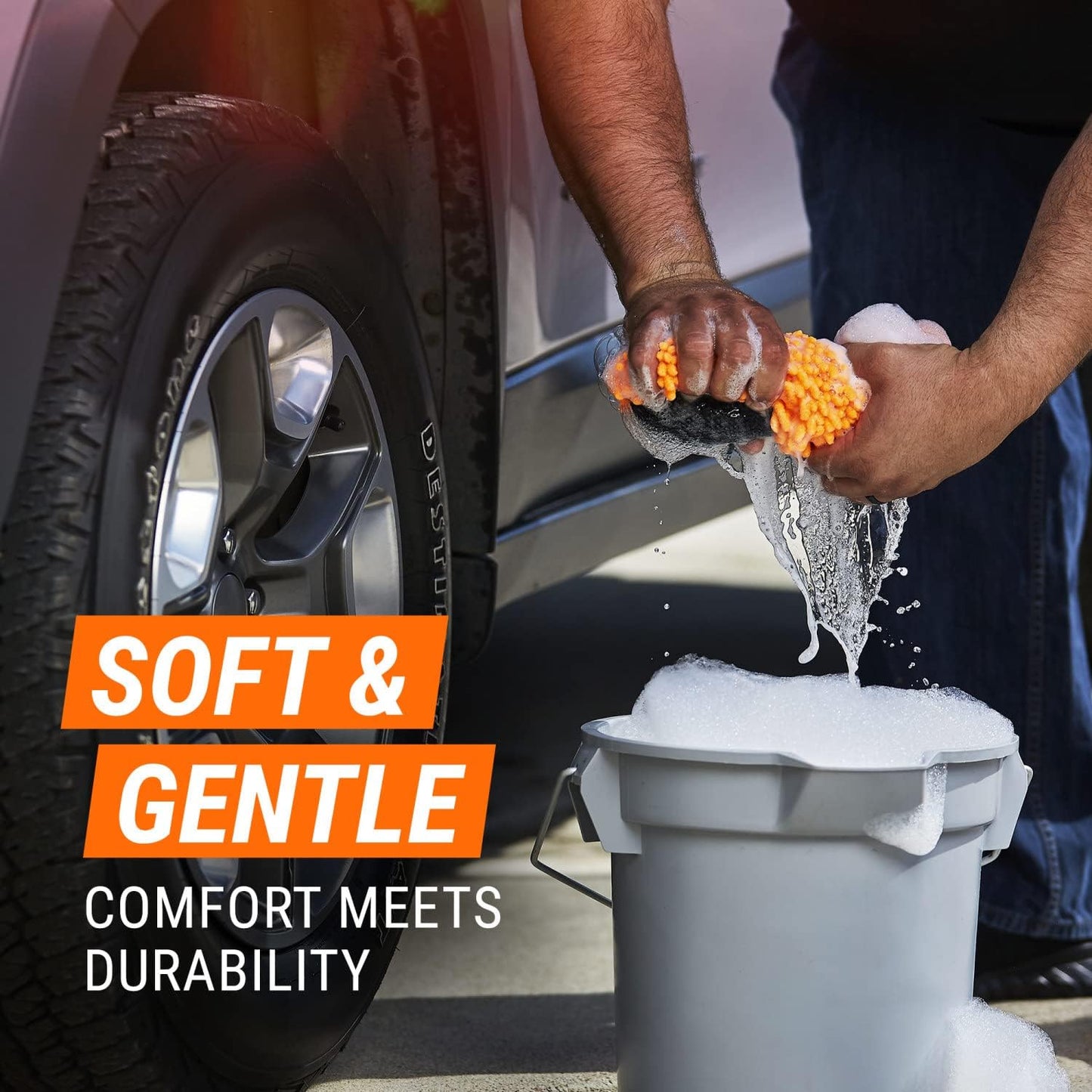 Microfiber Car Wash Mitt and Pad Set by , Machine Washable, Highly Absorbent Cleaner for Dirt and Bugs