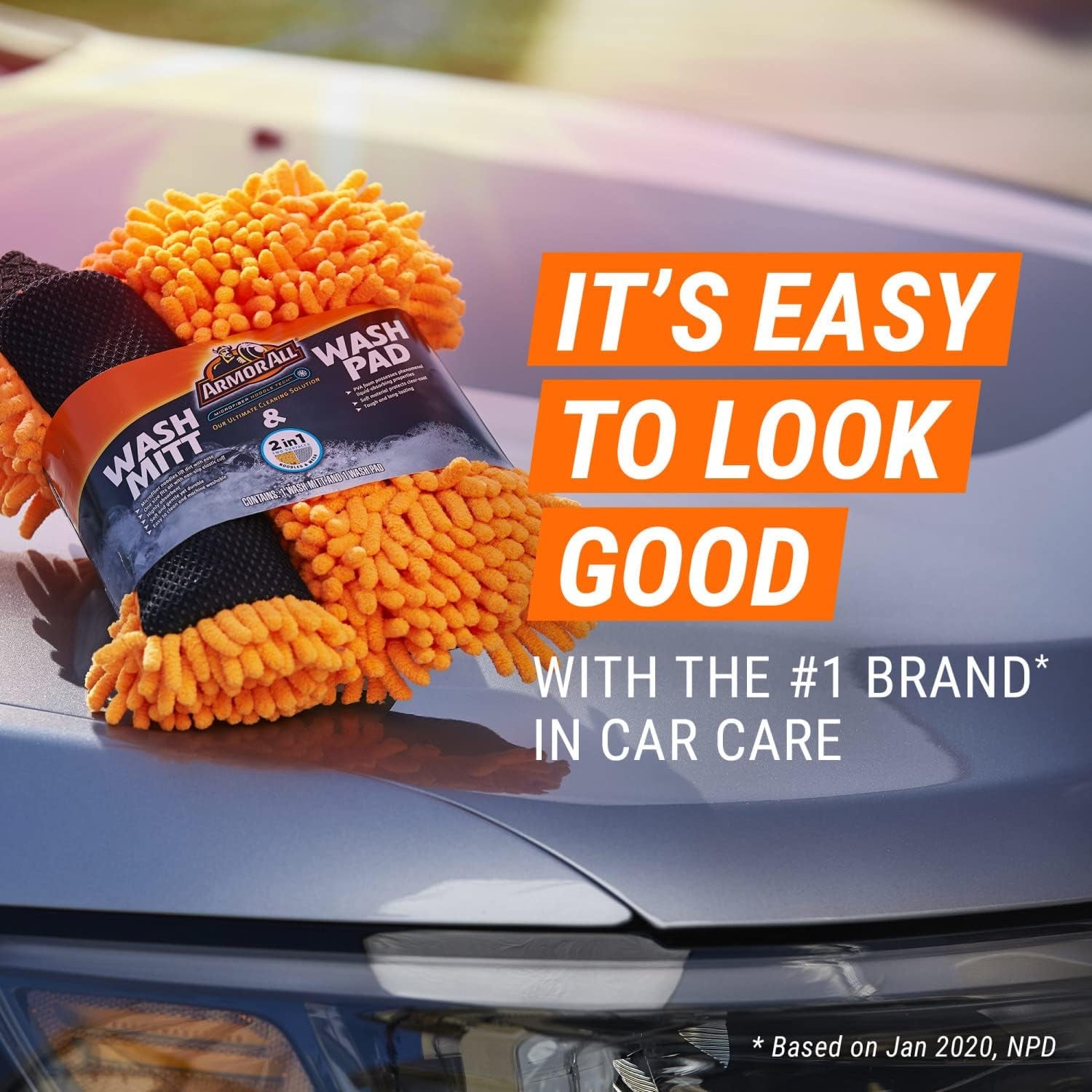 Microfiber Car Wash Mitt and Pad Set by , Machine Washable, Highly Absorbent Cleaner for Dirt and Bugs