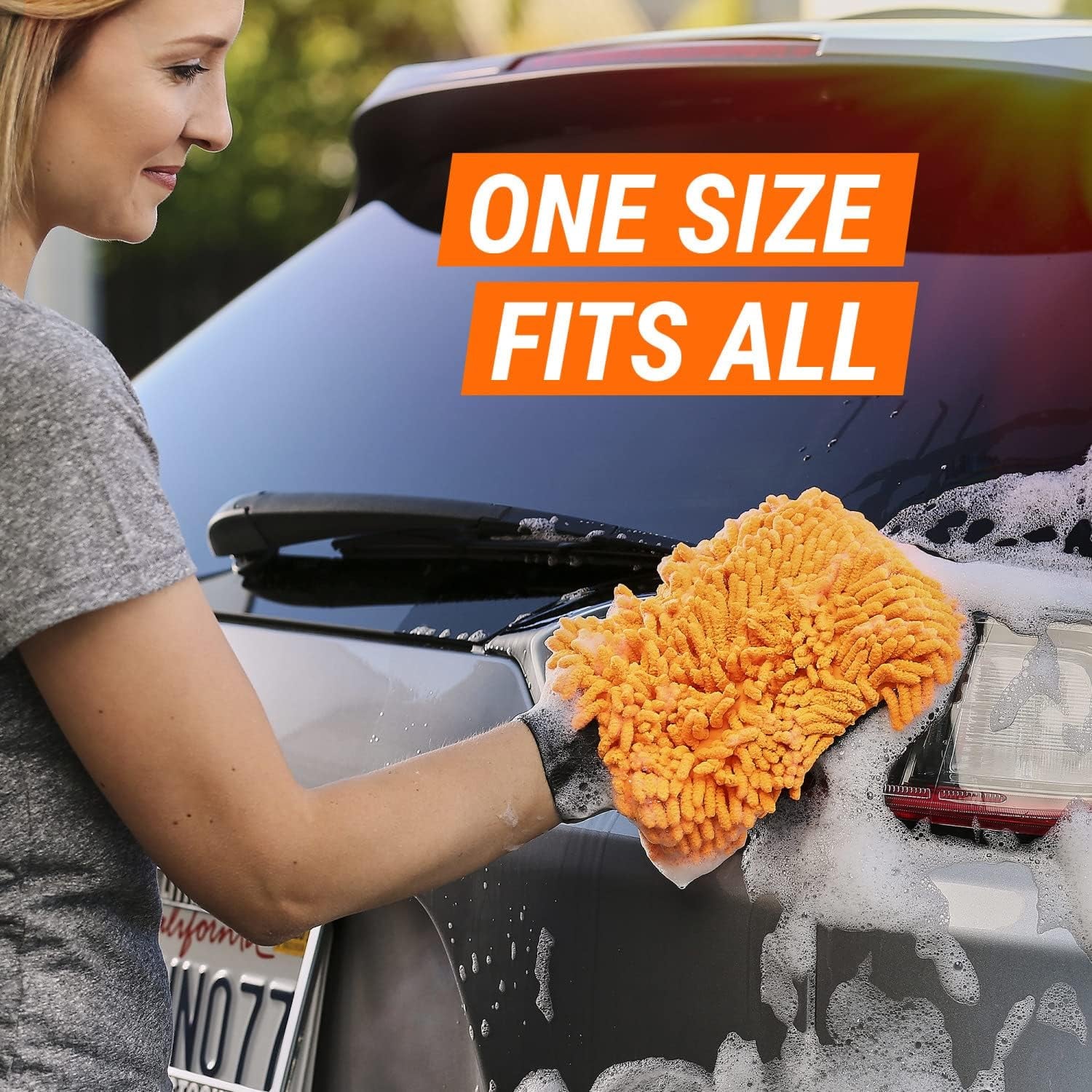 Microfiber Car Wash Mitt and Pad Set by , Machine Washable, Highly Absorbent Cleaner for Dirt and Bugs
