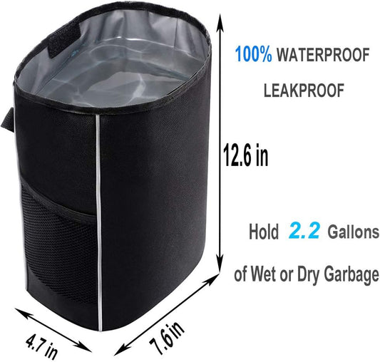 Car Trash Can, Car Garbage Can, Car Trash Bag, 2.2 Gallons Black Hanging Waterproof Leakproof Thicken, Collecting Car Trash and Sorting Items for Your Car, Truck and SUV